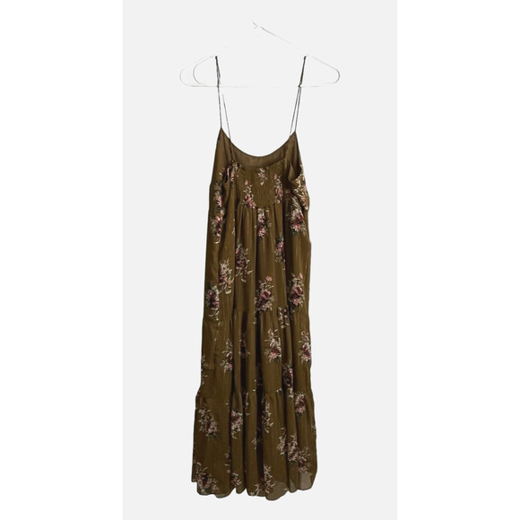 Madewell Tiered Midi Dress Fall Harvest Gold Floral Dress Cottage Boho Size 4 - Picture 2 of 14